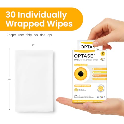 OPTASE Manuka Oil Eyelid Wipes, 30 Count ? Eyelid Cleansing Wipes with Natural Manuka Oil ? Preservative-Free Formula for Daily Hygiene and Eye Lid Comfort - Doctor Recommended Eye Lid Cleaning