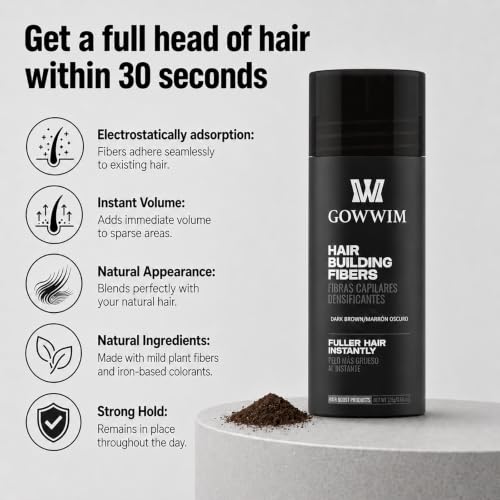 Gowwim Light Brown Hair Fibers 0.88oz Instant Thickening Powder for Thinning Hair