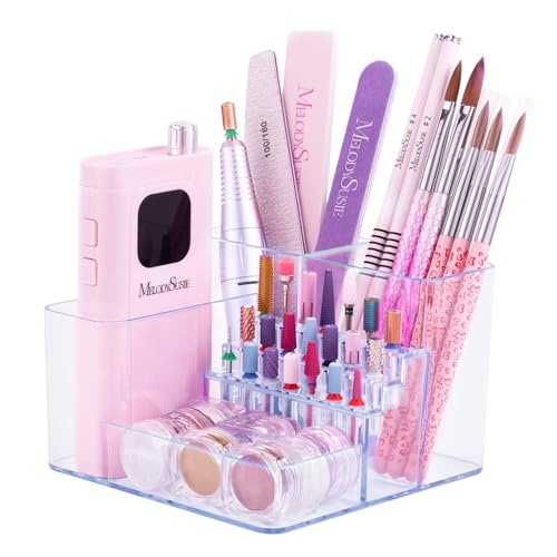 MelodySusie Clear Acrylic Nail Drill Bits Holder - Nail Tech Supplies Organizer