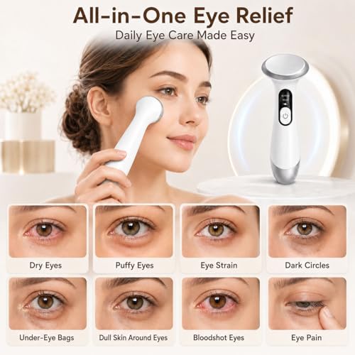 SENLAN 3-in-1 Heated & Cooling Eye Massager Wand for Dark Circles