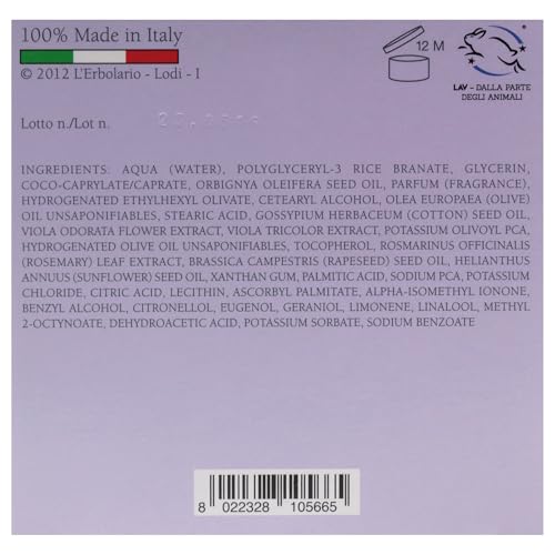 LErbolario Perfumed Body Cream, Accordo Viola, 6.7 oz - Body Lotion - With Extracts of Violet - Floral Powdery Scent - Moisturizing - Cruelty-Free