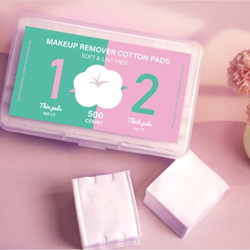 ICOTLE Makeup Cotton Pads - 200 Thick & 800 Ultra-Thin, Lint-Free