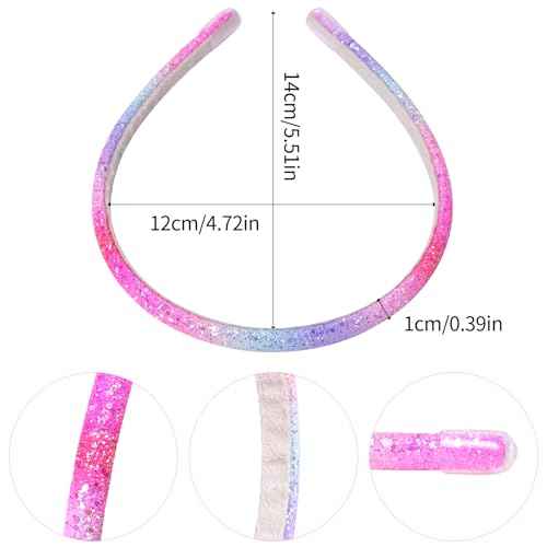 Fishdown Glitter Headband for Girls Women Sparkle Headband Accessory Set of 10