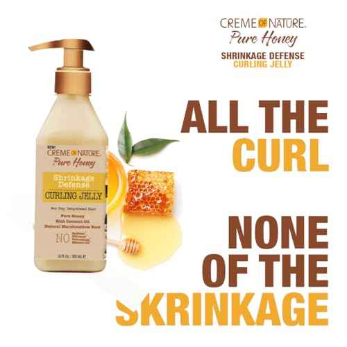 Creme of Nature Curling Jelly, Pure Honey, Coconut Oil and Shea Butter Formula, Shrinkage Defense, 11.5 Oz