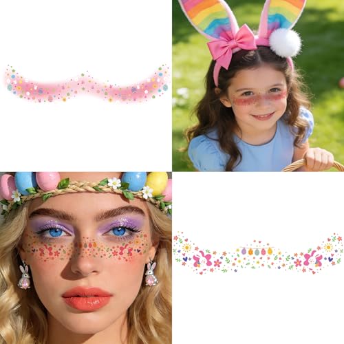 Easter Glitter Eye Tattoos & Face Stickers, 28 Designs