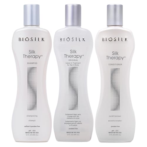 BioSilk 3-Piece Silk Therapy Haircare Set with 12 Fl Oz Bottles - Sulfate-Free