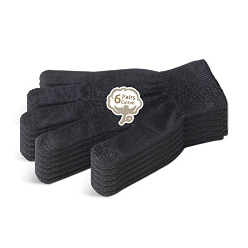 Evridwear Men's Touchscreen Cotton Moisturizing Gloves for Eczema - 6 Pairs