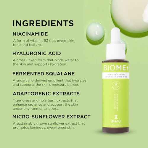 IMAGE Skincare, BIOME+ Dew Bright Serum, Microbiome Friendly Facial Serum, Boosts Luminosity and Enhances Elasticity