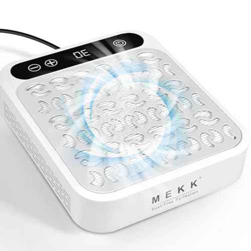 MEKK Professional Nail Dust Collector with Reusable Filter,Vacuum Fan Dust Extractor, Powerful & Quiet Nail Tech Dust Suction Machine for Nail Polish Remover,Salon & Home- White