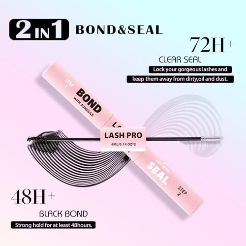 Black Lash Bond and Seal for Eyelash Clusters - Waterproof, 72H Hold