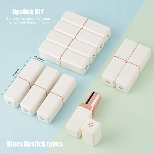 Allwon 10Pcs White Square Lipstick Tubes for DIY Lip Balm
