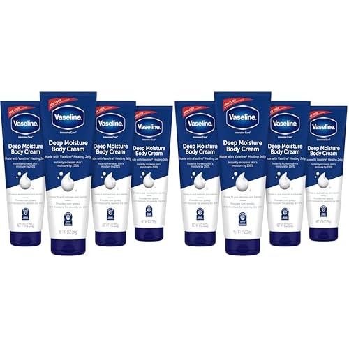Vaseline Intensive Care Body Cream Deep Moisture with Healing Petroleum Jelly & Vitamin E Rich & Smooth for Dry Skin 9 oz,(Pack of 8)