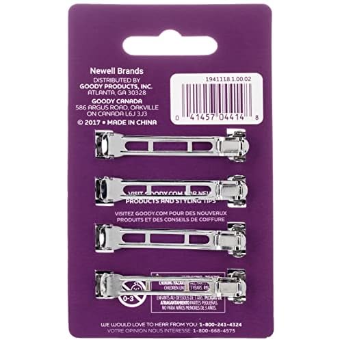 Goody -Womens Classic Oblong Autoclasp 4 Ct Color May Very, GD-04414