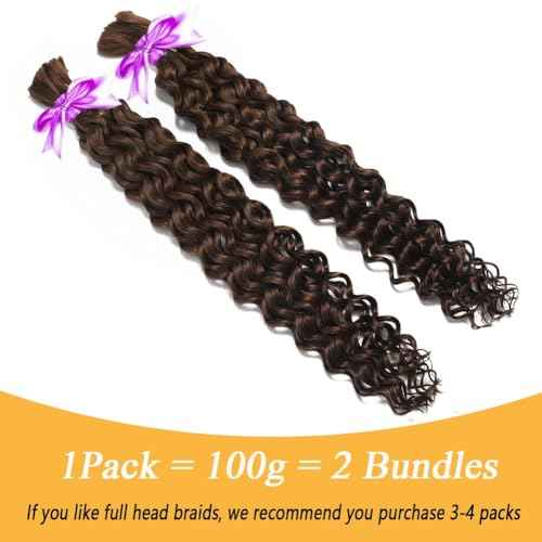 Human Braiding Hair for Boho Knotless Braids Bulk Curly Bundles Human Hair for Micro Braiding Wet and Wavy Water Wave No Weft Human Hair Extension for Box Boho Braids 100g (4#,20inch)