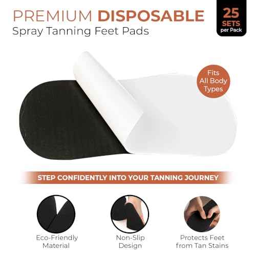 Bronze Tan Sticky Pads for Feet ? 25 Pairs, Disposable & Hygienic Non-Slip Pads ? Eco-Friendly Tanning Foot Protectors for Sunless or Self-Tanning at Home or Salon