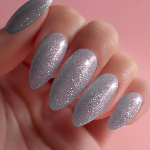 AHAMIOU Nail Polish Holographic Pink Shimmer Gel Nails Glitter Set Sparkly Shiny Reflective Nail Polish Kit Neutral Sheer Nude Gel Polish Diamond Gel for Home Salon DIY,6PCS