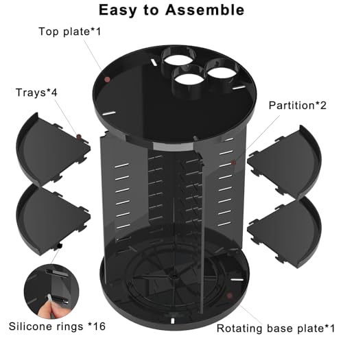 Jiavarry 8-Layer Rotating Makeup Organizer with Brush Holder
