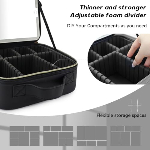 LED Makeup Bag with Mirror & Adjustable Dividers