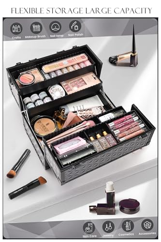 Joligrace Makeup Train Case with Aluminum Storage & Lock
