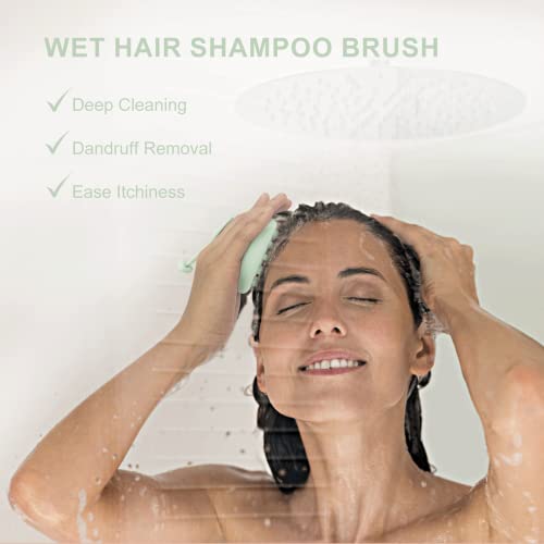AIMIKE Scalp Massager Shampoo Brush, 100% Soft Silicone Scalp Scrubber, Scalp Exfoliator Brush for Dandruff Removal, Scalp Massager for Hair Growth, Wet Dry Hair Massager Shampoo Brush, Mint Green
