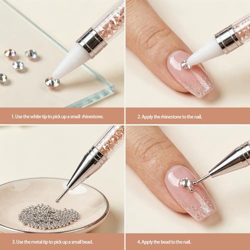 Artdone Nail Dotting Tools Kit with Rhinestone Picker and Extra Wax Tips for Nail Art