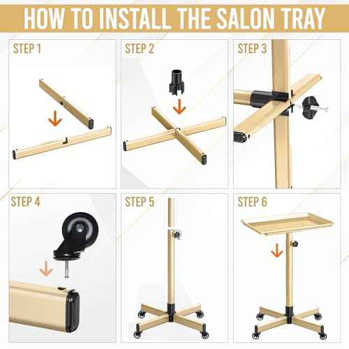JayGlobal Gold Salon Tray On Wheels, Premium Aluminum Rolling Tattoo Tray, Height Adjustable Tattoo Cart Trolley for Hairstylist Salon, Spa & Clinic