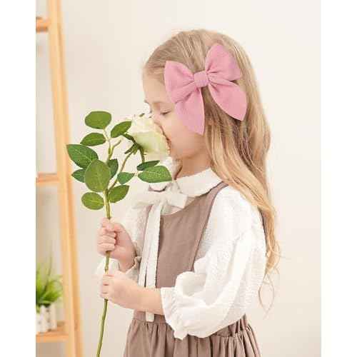 doboi 10PCS Baby Girls Hair Clips Bows Waffle Fable Hair Bows for Girls Hair Accessories for Baby Toddlers Kids 4.5 Inches