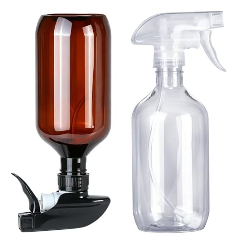 360° Spray Bottles 2-Pack, 16 oz Adjustable Nozzle, Leak-Proof