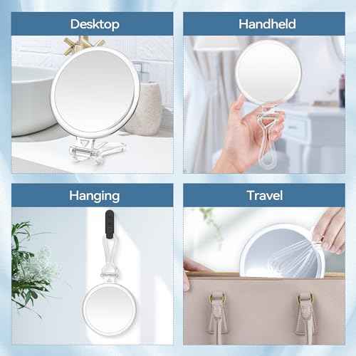B Beauty Planet 30X Magnifying Mirror for Travel with Handle, Double-Sided 1X/30X Magnification Hand Mirror for Makeup,Travel Mirror for Desk 5 Inches