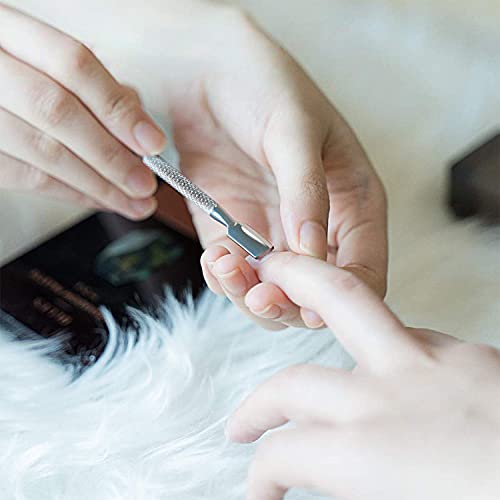 2 Pcs Stainless Steel Double-Ended Cuticle Pusher Set - Manicure & Pedicure Tools - Silver - 1 Pack