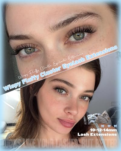 Wtvane Short Fluffy Eyelash Clusters 10-16 mm Natural Wispy Look - Variation C