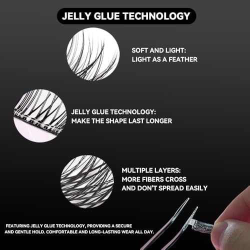 Glue-Free Lash Clusters Kit, 40Pc 12mm C Curl Wispy Eyelashes