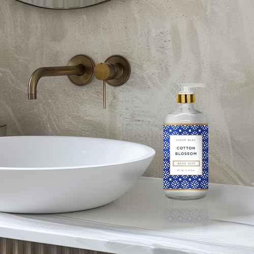 Savon Bleu Hand Soap Collection - 16oz Glass Bottles - 8 Pack - Home and Body Company - French Lavender, Cotton Blossom, Orange Blossom, Lemon Verbena