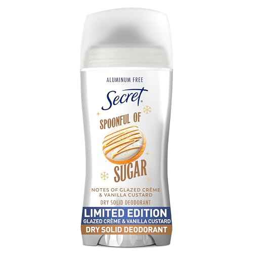 Secret Aluminum Free Deodorant for Women, 48hr Odor Protection with Pro-Hyaluronic Acid, PH Balancing Minerals, Holiday Dry Solid, Spoonful of Sugar with Glazed Cr?me & Vanilla Custard Scent, 2.4 oz