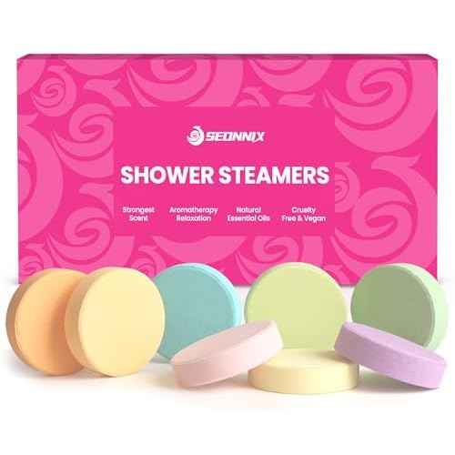 Shower Steamers Aromatherapy, 8 Pack Shower Bombs for Relaxation and Stress Relief, Natural Essential Oils Spa Gift Set for Women, Birthday Gifts, Self Care & Home Spa Experience