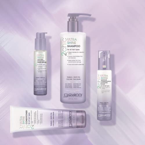 GIOVANNI 2chic Ultra-Shine Anti-Frizz Smoothing Hair Serum, 2.75 oz ? All Hair Types, Dual Taming Complex of Tsubaki Seed Oil & White Tea, Detangles, Smooths & Conditions, Tames Frizz & Flyaways