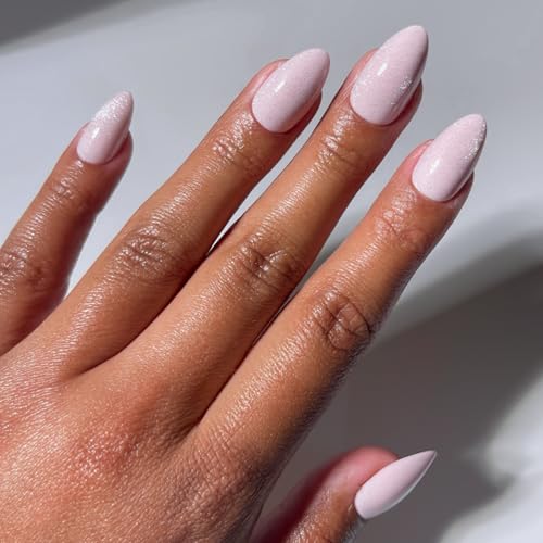 Glamnetic Velvet Pink Shimmer Press On Nails - Short Almond 30 Set