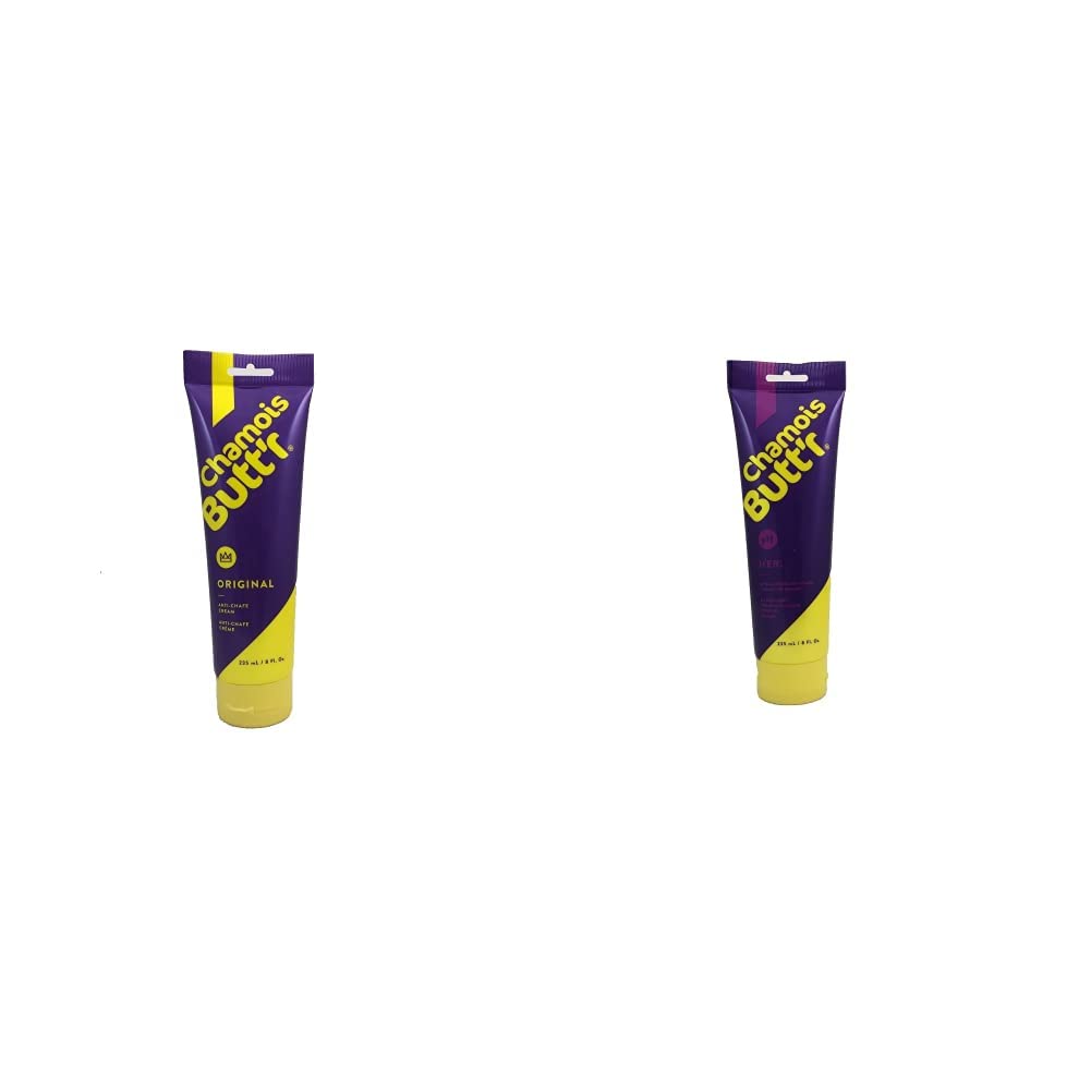 Chamois Butt'r Original Anti-Chafe Cream, 8 oz Tube & Her' Anti-Chafe Cream, 8 Ounce Tube