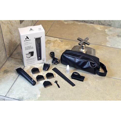 Andis 563070 inLINER All-in-One Cordless Beard & Hair Trimmer, 12-Piece Kit, Compact and Quiet, Removeable T-Blade, Includes Shaver Head Attachment, Black