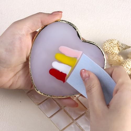 Heart Shaped Resin Nail Art Palettes - Set of 2 with Gold Edges