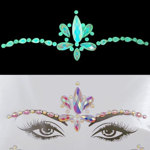 Glow in the Dark Face Jewels Rhinestone Stickers