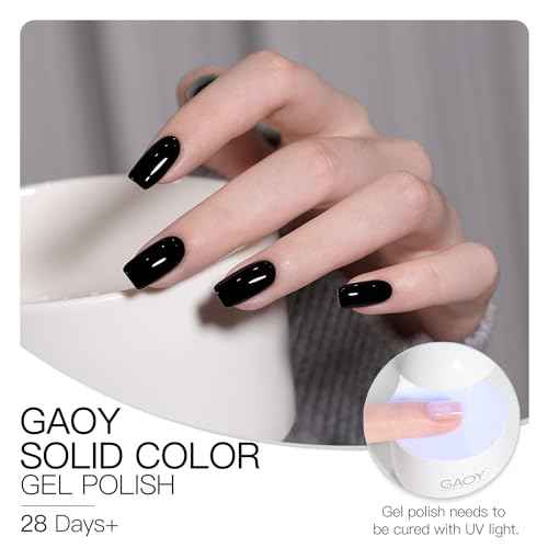 GAOY Black Gel Nail Polish, 16ml Soak Off Gel Polish, UV Light Cure for Nail Art DIY Manicure at Home, 2026 Flawless Black