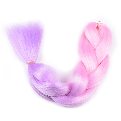 BACANA Pink Ombre Braiding Hair 24 Inch 3 Pack Jumbo