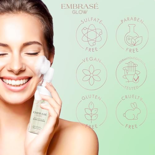 Foaming Facial Cleanser - Infused with Green Tea, Aloe Vera, and Cucumber - Facial Cleanser for Women & Men - Gentle for All Skin Types! - Natural Face Wash