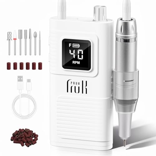 Pruk Electric Nail Drill Kit - 40000RPM Cordless E-File with LCD