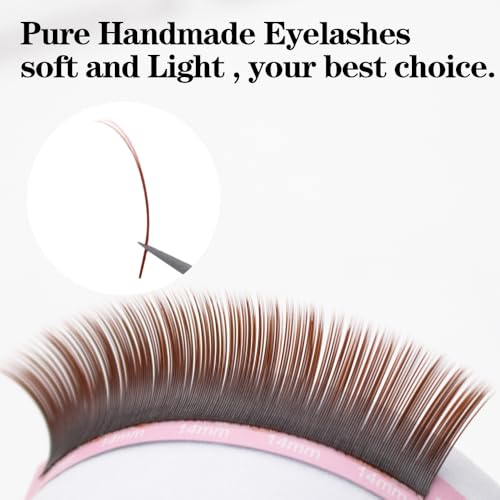 Double Tips Flat Ellipse Eyelash Extensions Supplies 0.20 C curl Mix8-15mm Brown Color Faux Mink Super Soft Split Tips Lash Individual Lashes (0.20C, MIX8-15)