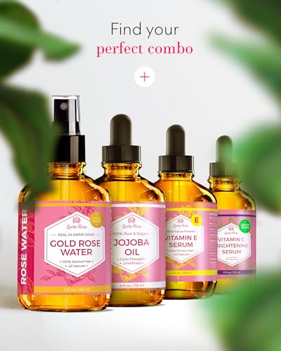 Leven Rose 24K Gold Rose Water Toner - Natural Moroccan Hydrosol for Skin, Sensitive & Anti-Aging, 4 oz