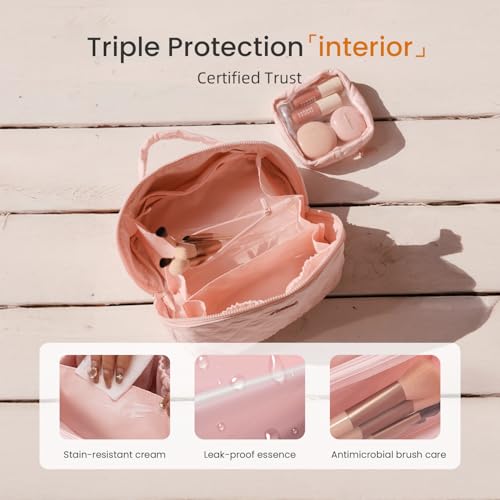 LOVEVOOK Travel Makeup Bag 180° Lay-Flat, 2Pc Set