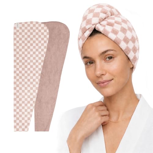 Cotton Hair Towel Wrap 2-Pack for Long Hair 32x11