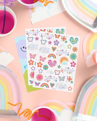 xo, Fetti Groovy Rainbow Temporary Tattoos - 68 Pcs